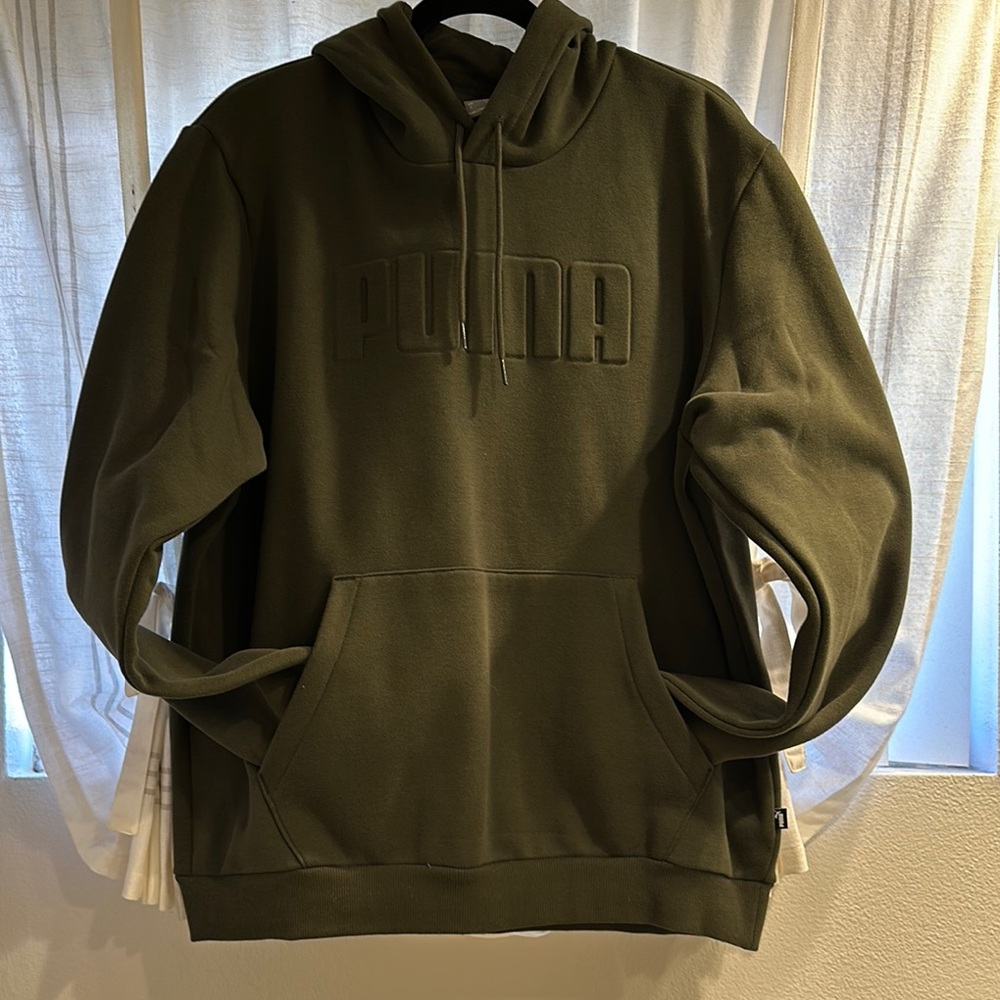 Puma Green Pullover Hoodie with Relaxed Fit